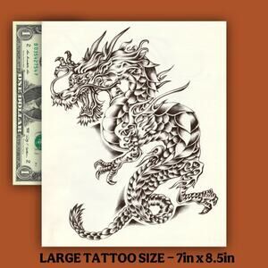 HUGE East Asian Japanese Dragon Zodiac Decal (Press-on) Temporary Tattoo Sleeve